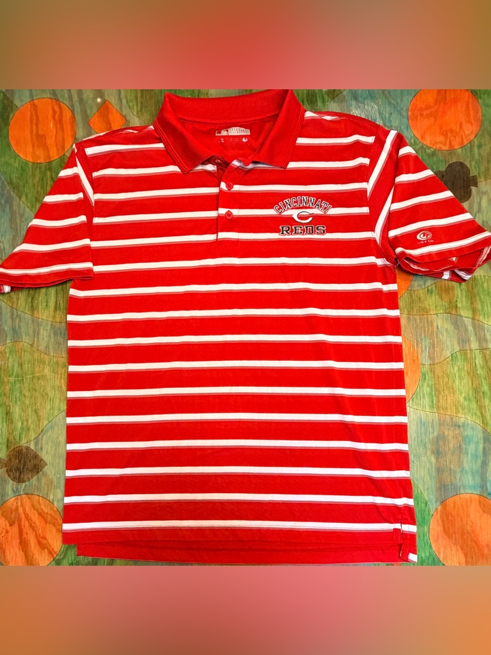 Genuine Merchandise Lightweight Polo Shirt Cincinnati Reds Men Large Embroidered